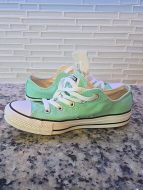 Converse Low Top Canvas Sneakers in Mint Green with White Accents